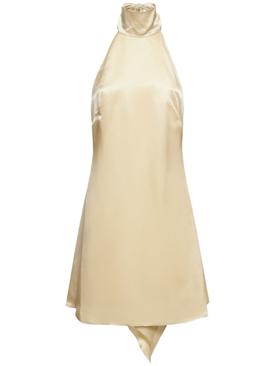 Deveaux: Reed cupro satin halter neck mini dress - Ivory - women_0 | Luisa Via Roma