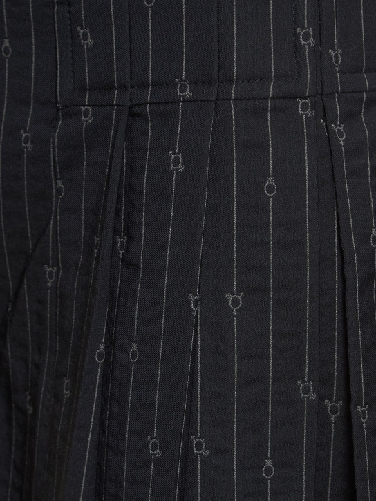 Charles Jeffrey LOVERBOY: 打褶条纹羊毛混纺短裤 - 海军蓝 - men_1 | Luisa Via Roma