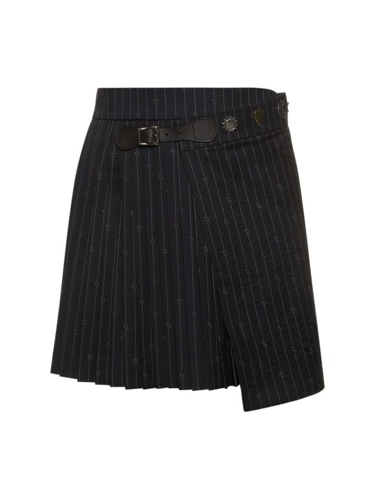 Charles Jeffrey LOVERBOY: Pleated pinstripe wool blend mini skirt - men_0 | Luisa Via Roma
