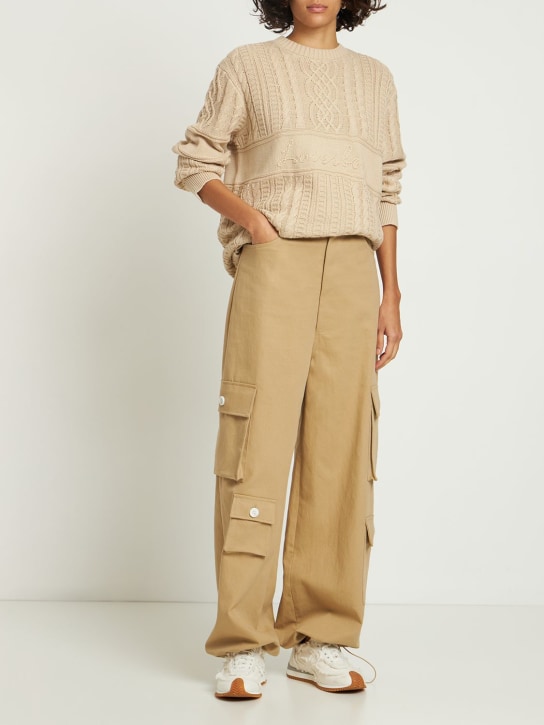 Charles Jeffrey LOVERBOY: Linen & cotton knit crewneck sweater - Ecru - women_1 | Luisa Via Roma