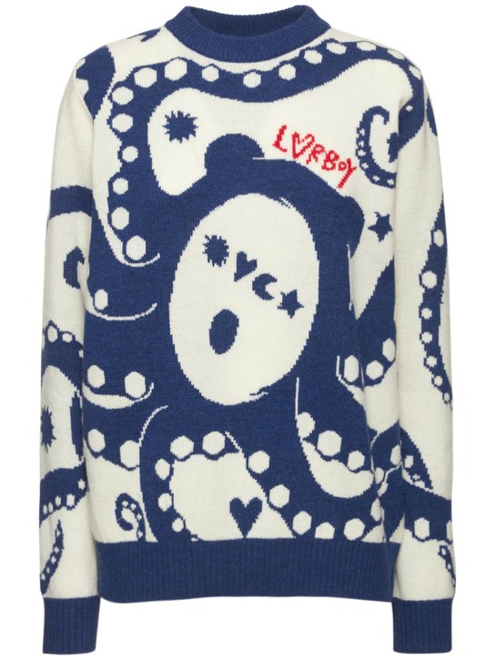 Charles Jeffrey LOVERBOY: Logo wool & recycled poly knit sweater - women_0 | Luisa Via Roma