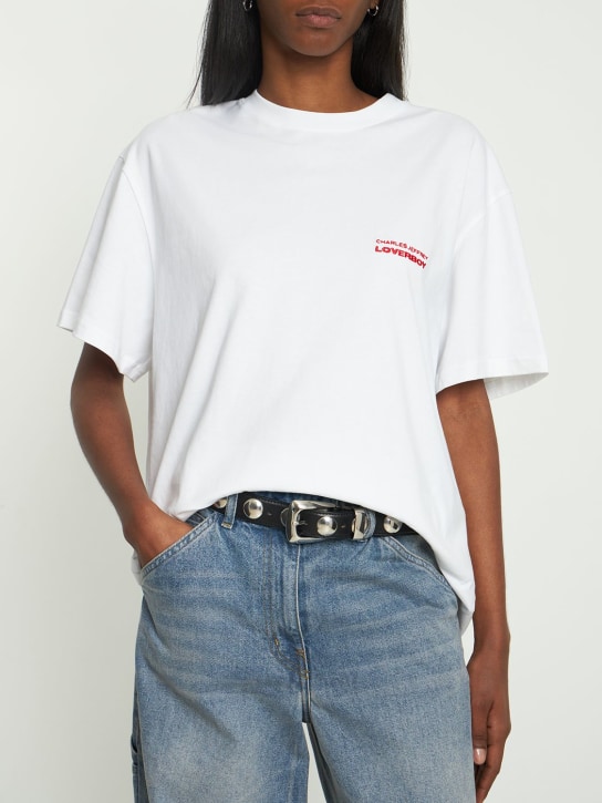 Charles Jeffrey LOVERBOY: Camiseta de algodón orgánico con estampado - Blanco - women_1 | Luisa Via Roma