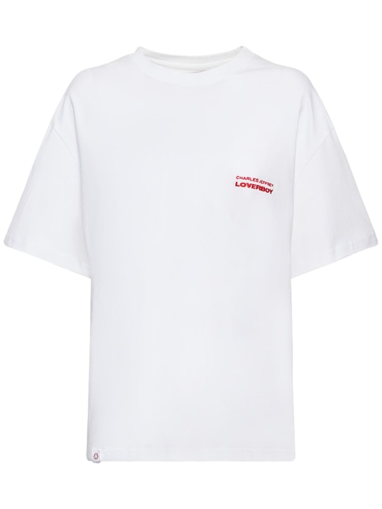 Charles Jeffrey LOVERBOY: Camiseta de algodón orgánico con estampado - Blanco - women_0 | Luisa Via Roma