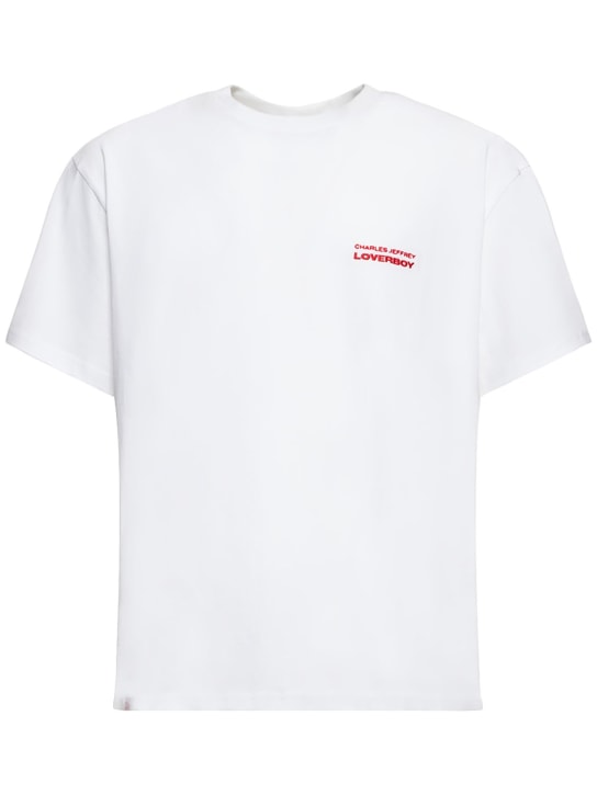 Charles Jeffrey LOVERBOY: Camiseta de algodón orgánico con estampado - Blanco - men_0 | Luisa Via Roma