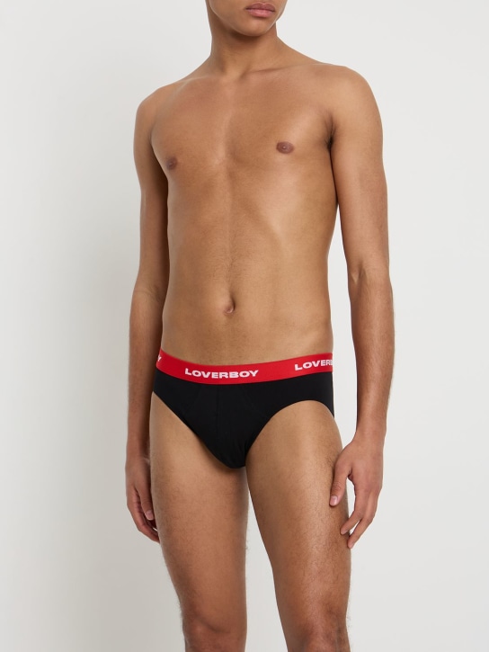 Charles Jeffrey LOVERBOY: Logo棉质弹力内裤2条套装 - 黑色/红色 - men_1 | Luisa Via Roma