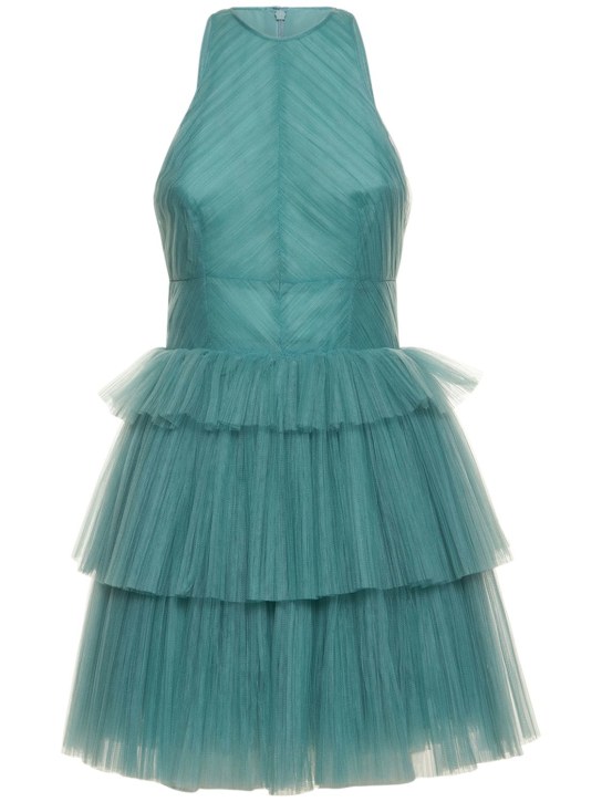 Costarellos: Tulle plisse layered mini dress - women_0 | Luisa Via Roma