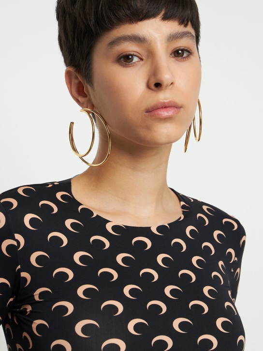 Marine Serre: 6.5cm Moon hoop earrings - Gold - women_1 | Luisa Via Roma