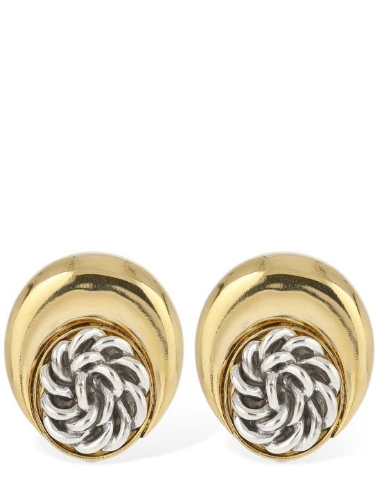 Marine Serre: Regenerated button moon earrings - Gold/Silver - women_0 | Luisa Via Roma
