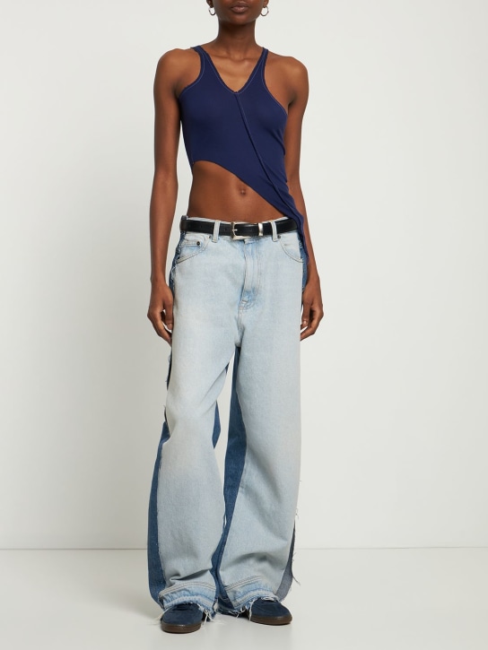 Sami Miro Vintage: Débardeur asymétrique en jersey - Bleu Marine - women_1 | Luisa Via Roma