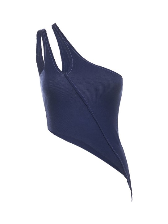 Sami Miro Vintage: Débardeur asymétrique en jersey - Bleu Marine - women_0 | Luisa Via Roma