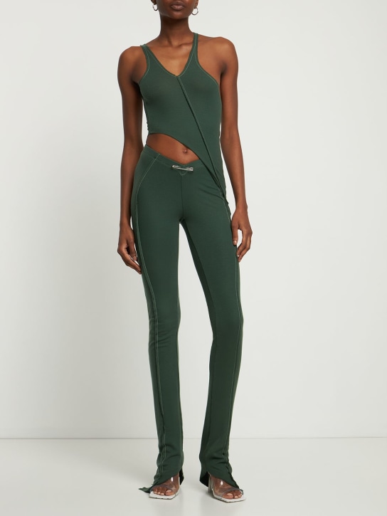 Sami Miro Vintage: Asymmetric one shoulder jersey tank top - Green - women_1 | Luisa Via Roma