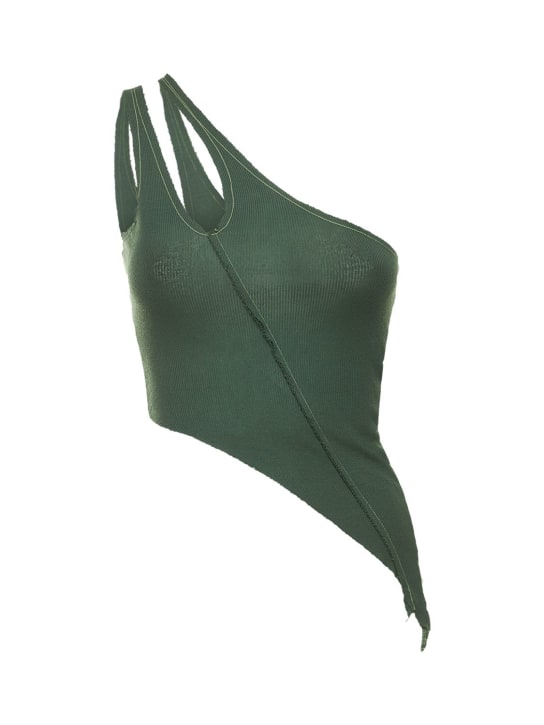 Sami Miro Vintage: Asymmetric one shoulder jersey tank top - Green - women_0 | Luisa Via Roma