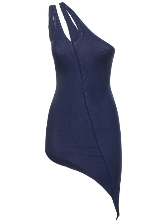 Sami Miro Vintage: Vestido corto asimétrico con hombro descubierto - Azul Marino - women_0 | Luisa Via Roma
