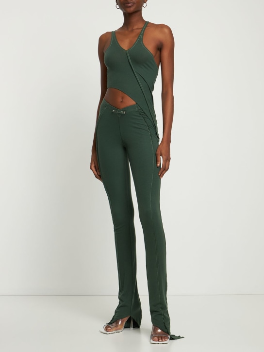 Sami Miro Vintage: Pantalon en jersey stretch détail coutures - Vert - women_1 | Luisa Via Roma