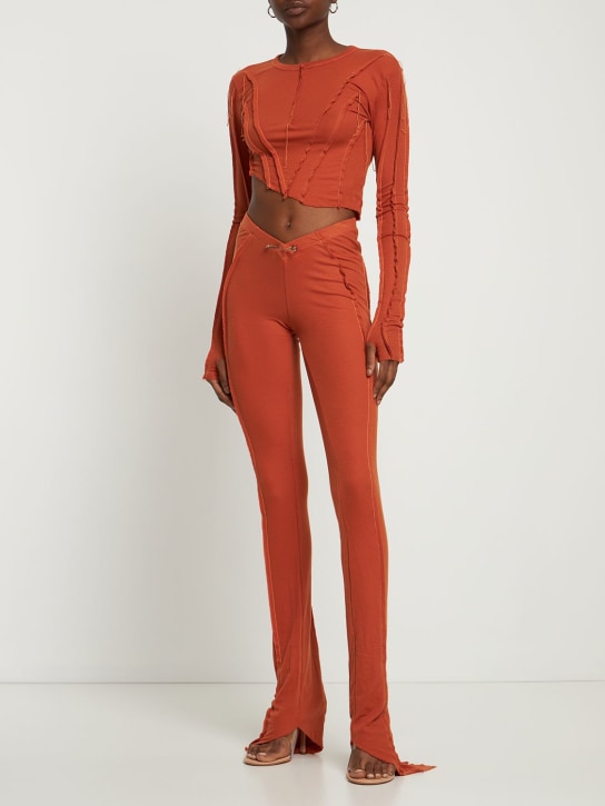 Sami Miro Vintage: 弹力平纹针织裤子 - 橙色 - women_1 | Luisa Via Roma