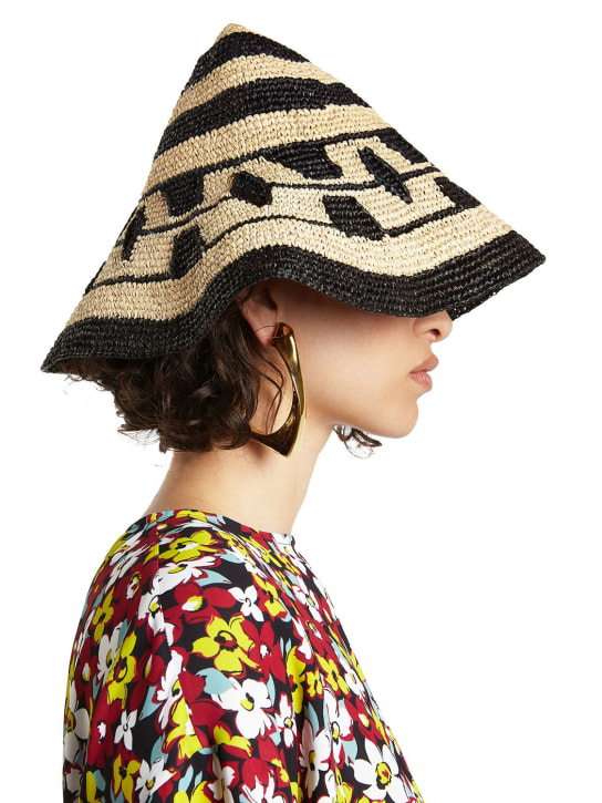 Colville: Sisterhood straw bucket hat - Black/Off White - women_1 | Luisa Via Roma