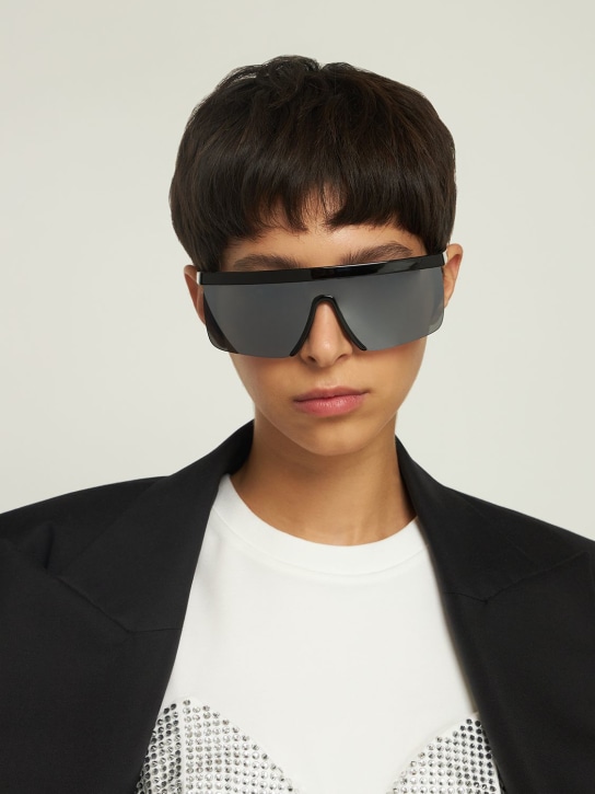 Giuseppe Di Morabito: Mask acetate sunglasses w/ mirror lens - Black/Mirror - women_1 | Luisa Via Roma