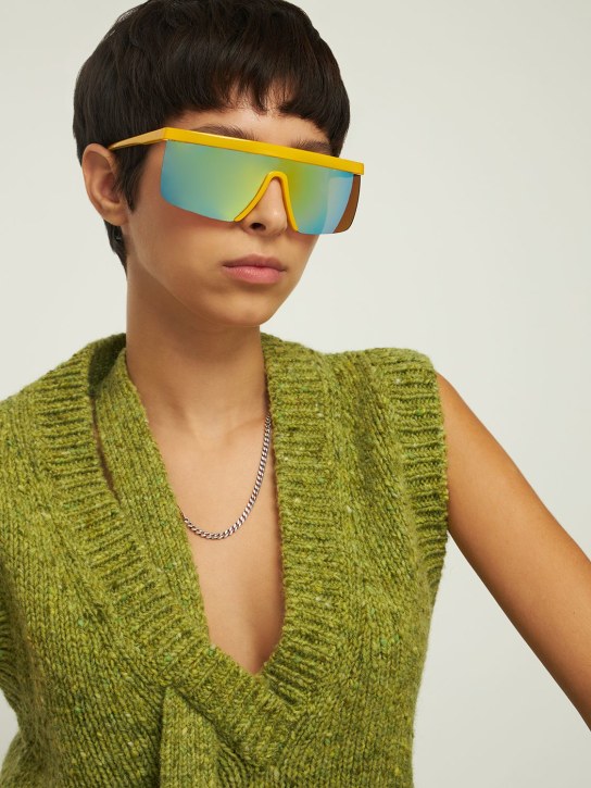 Giuseppe Di Morabito: Mask acetate sunglasses w/ mirror lens - Yellow/Mirror - women_1 | Luisa Via Roma