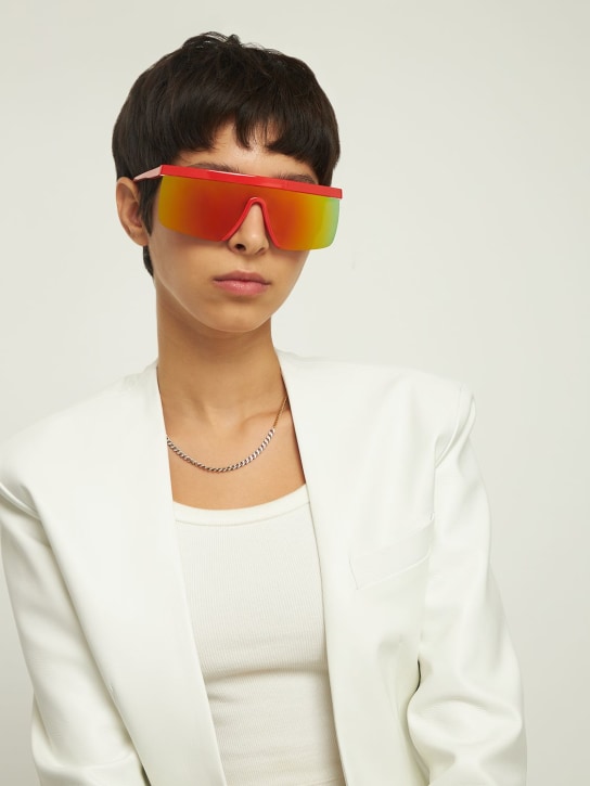 Giuseppe Di Morabito: Mask acetate sunglasses w/ mirror lens - Orange/Mirror - women_1 | Luisa Via Roma