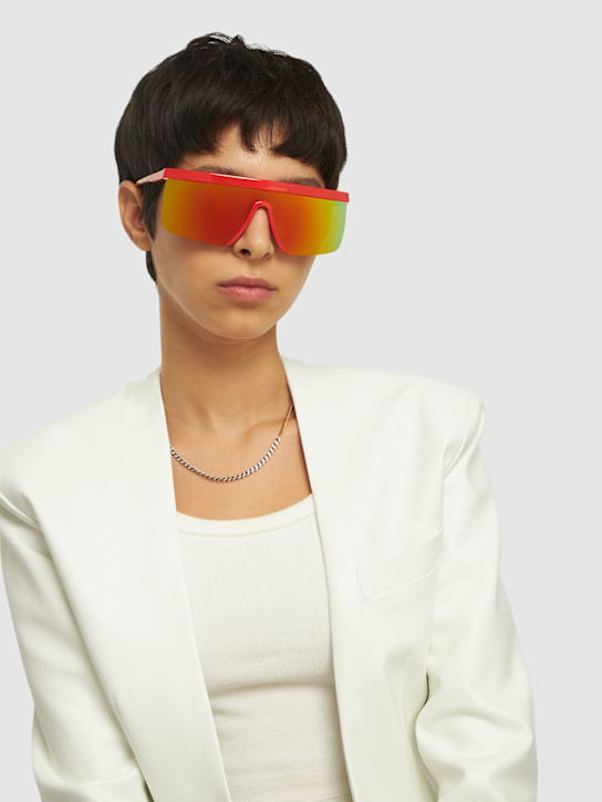 Giuseppe Di Morabito: Mask acetate sunglasses w/ mirror lens - Orange/Mirror - women_1 | Luisa Via Roma