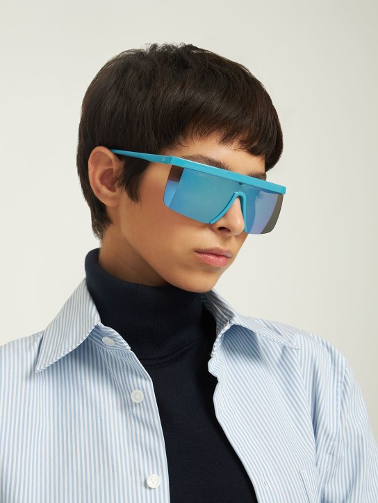 Giuseppe Di Morabito: Verspiegelte Masken-Sonnenbrille aus Acetat - Blue/Mirror - women_1 | Luisa Via Roma