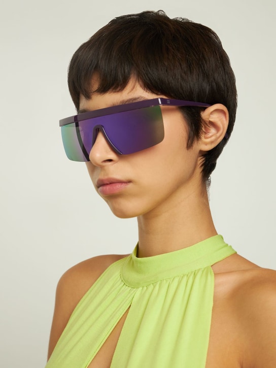 Giuseppe Di Morabito: Mask acetate sunglasses w/ mirror lens - Lilac/Mirror - women_1 | Luisa Via Roma