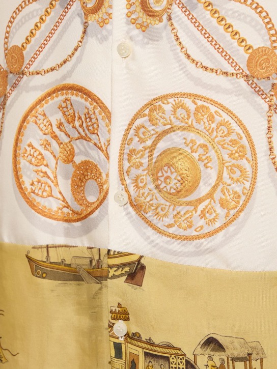 Marine Serre: Camicia Ornament in seta rigenerata - Bianco/Oro - men_1 | Luisa Via Roma