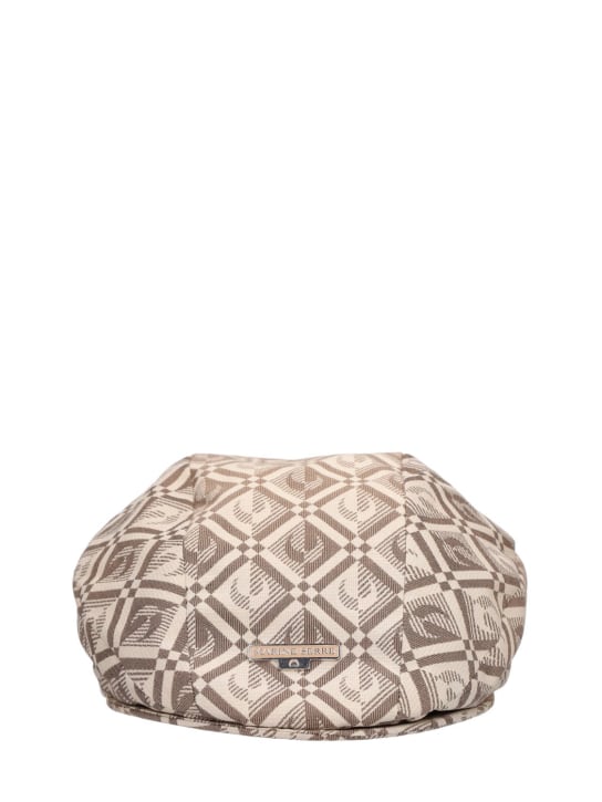 Marine Serre: Moon Diamond print cotton blend beret - Beige - men_0 | Luisa Via Roma