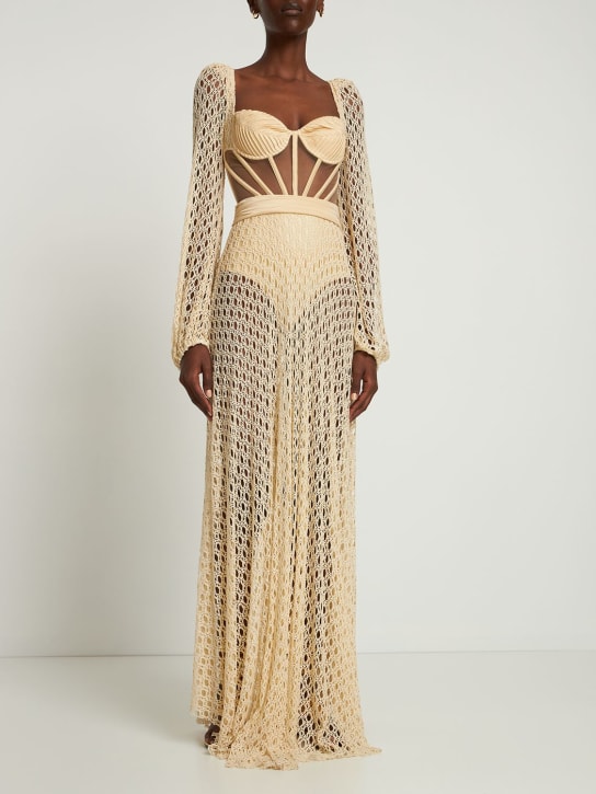 Patbo: Monstera 크로셰 뷔스티에 롱 드레스 - 베이지 - women_1 | Luisa Via Roma