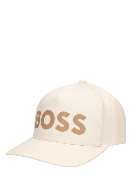 Boss: Gorra de algodón con logo - Open White - men_1 | Luisa Via Roma