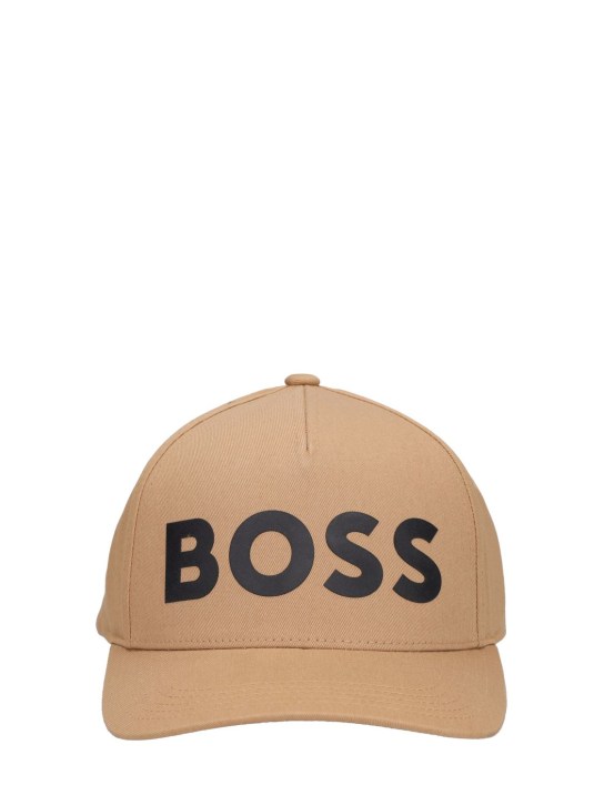 Boss: Kappe aus Baumwolle mit Logostickerei - Medium Beige - men_0 | Luisa Via Roma