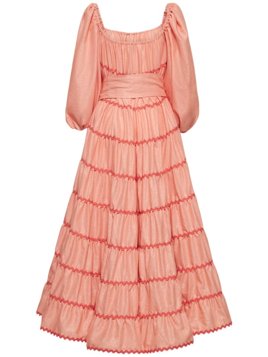 Flora Sardalos: Belted cotton poplin maxi dress - Pink - women_0 | Luisa Via Roma