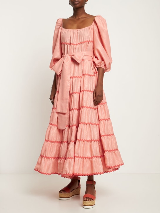 Flora Sardalos: Belted cotton poplin maxi dress - Pink - women_1 | Luisa Via Roma