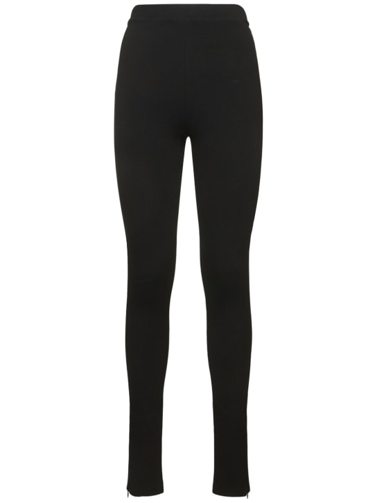 Toteme: Zip stretch viscose leggings - Black - women_0 | Luisa Via Roma