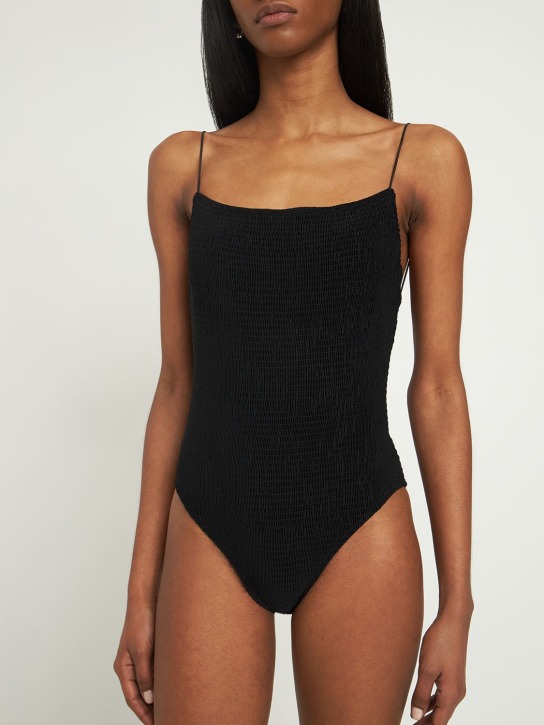 Toteme: Smocked one piece swimsuit - Black - women_1 | Luisa Via Roma