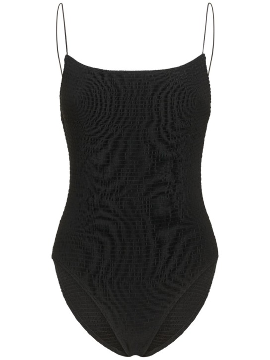 Toteme: Smocked one piece swimsuit - Siyah - women_0 | Luisa Via Roma