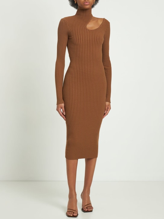 Victoria Rib Knit Cutout Midi Dress Anine Bing Women Luisaviaroma 7196