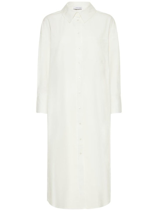 ANINE BING: Vestido de popelina de algodón - Blanco - women_0 | Luisa Via Roma