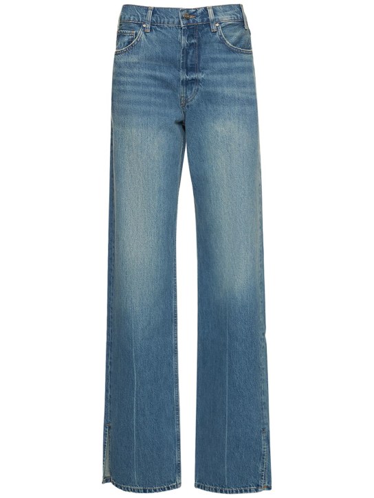 ANINE BING: Jeans rectos de denim de algodón - Azul - women_0 | Luisa Via Roma