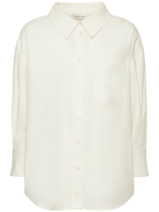 ANINE BING: Camisa de popelina de algodón - Blanco - women_0 | Luisa Via Roma