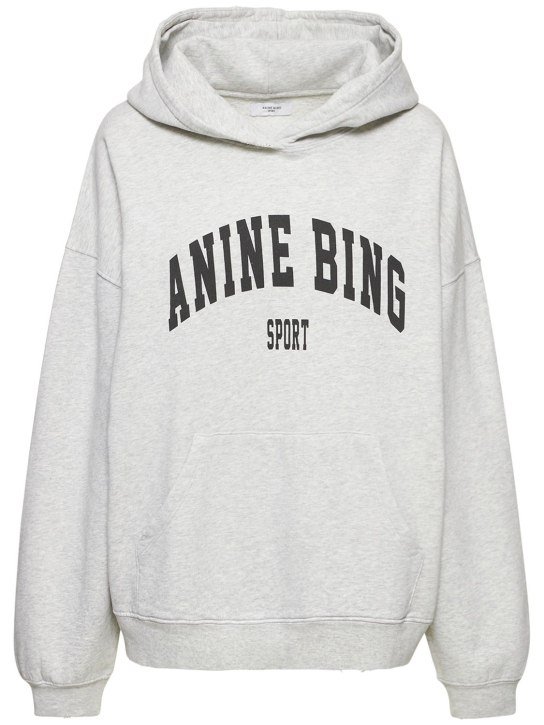 ANINE BING: Sweatshirt aus Jersey mit Logo - Grau - women_0 | Luisa Via Roma