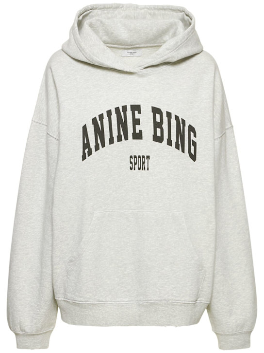 ANINE BING: Harvey logo jersey sweatshirt - Grey - women_0 | Luisa Via Roma