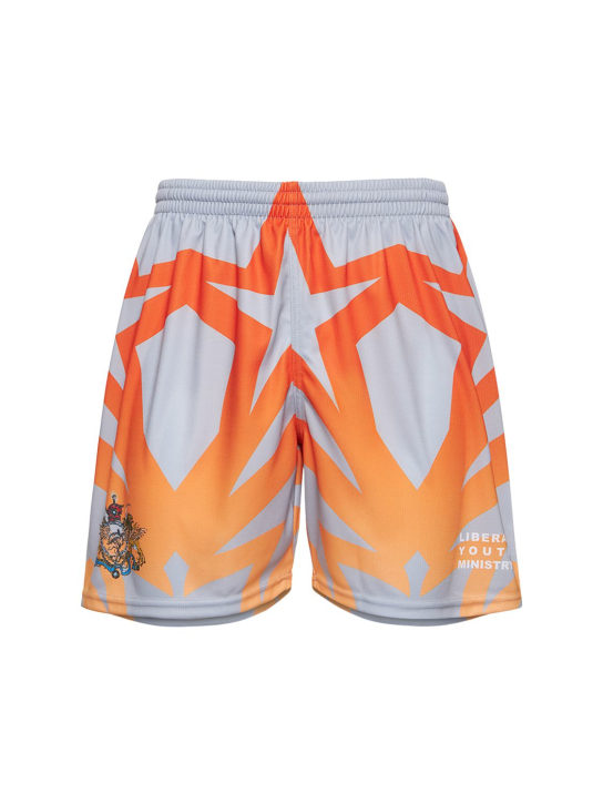 Liberal Youth Ministry: Fußballshorts mit Techno-Druck - Grau - men_0 | Luisa Via Roma