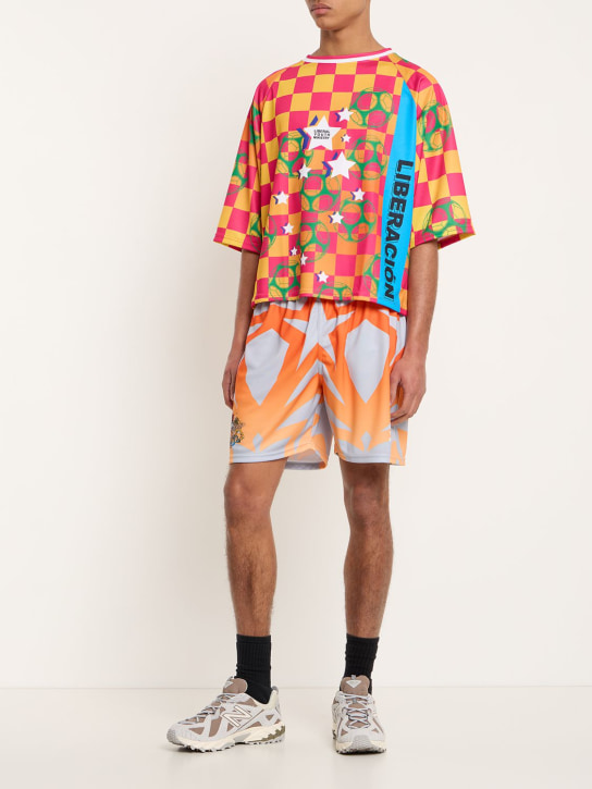 Liberal Youth Ministry: Fußballshorts mit Techno-Druck - Grau - men_1 | Luisa Via Roma