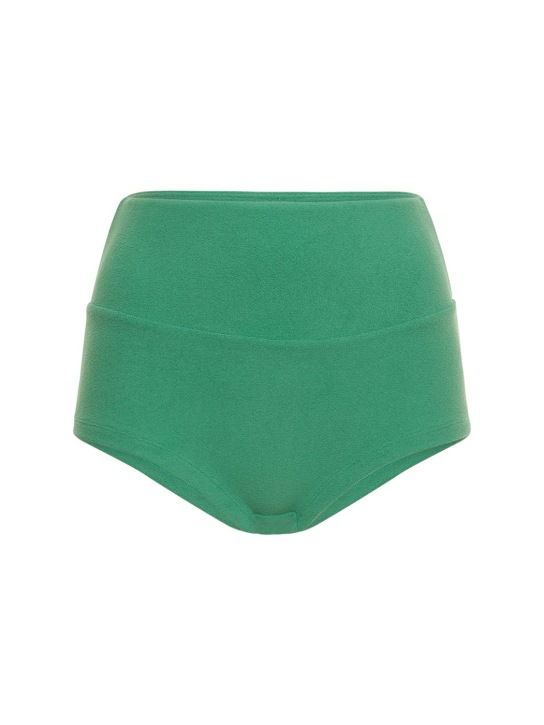 Zulu & Zephyr: Towelling boy bikini bottom shorts - Green - women_0 | Luisa Via Roma