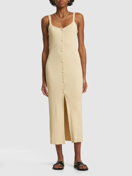 Zulu & Zephyr: Cotton blend knitted midi dress - Beige - women_1 | Luisa Via Roma