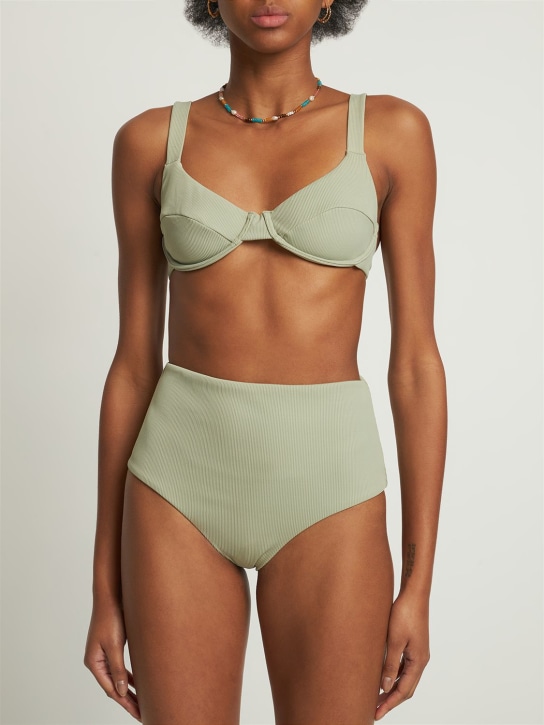 Zulu & Zephyr: Bas de bikini taille haute côtelé - Vert - women_1 | Luisa Via Roma