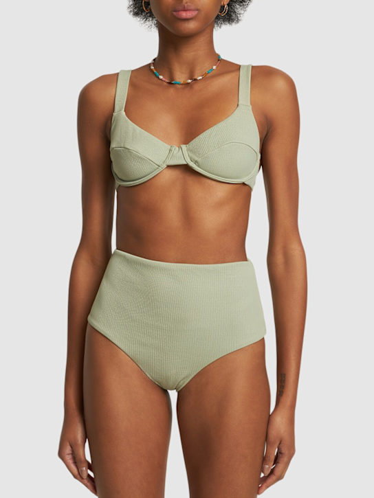 Zulu & Zephyr: Rib balconette underwired bikini top - Green - women_1 | Luisa Via Roma