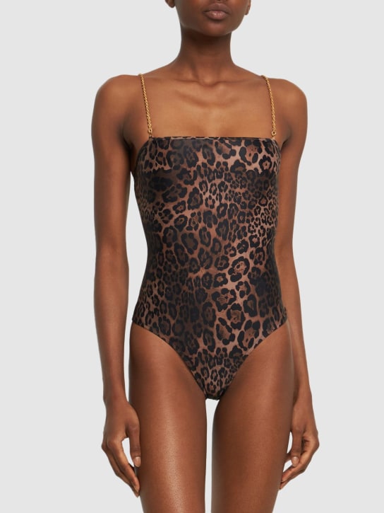 Dolla Paris: Bañador entero Lola con tirantes de cadena - Café/Multi - women_1 | Luisa Via Roma