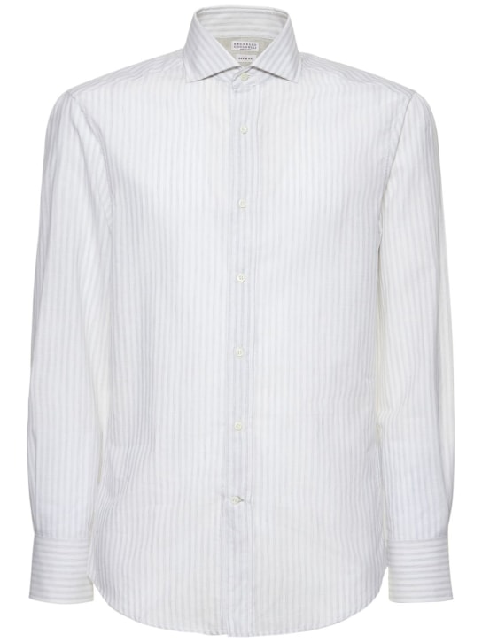 Brunello Cucinelli: Classic cotton & linen shirt - men_0 | Luisa Via Roma